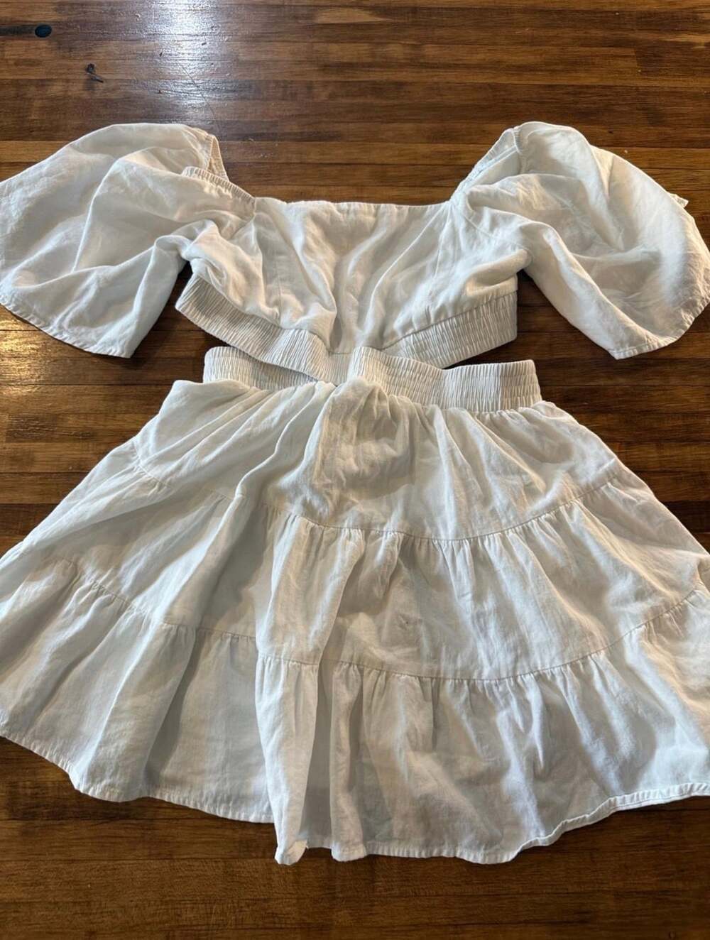 Shy Velvet White Off-the-Shoulder Tiered Mini Dress  Cutouts (g17)